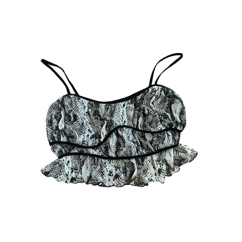 Urbanā Outfitters Sheer SnakeāPrint Crop Tank Top szālarge